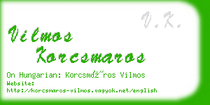 vilmos korcsmaros business card